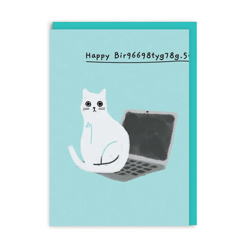 Cat On Laptop Greeting Card