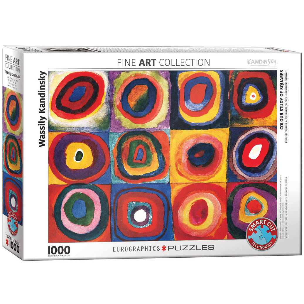 Kandinsky Colour Study of Squares Jigsaw Puzzle, 1000 Pieces, Colourful Abstract Art Puzzle for Adults, Finished Size 49 x 67 cm