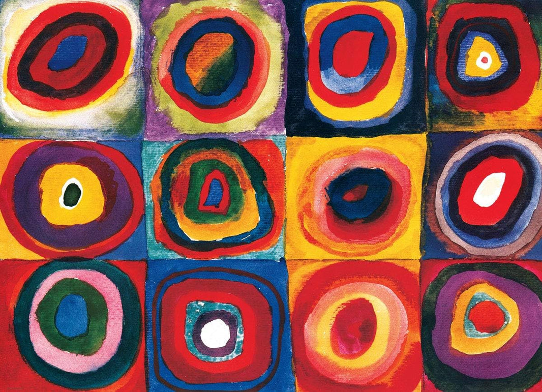Kandinsky Colour Study of Squares Jigsaw Puzzle, 1000 Pieces, Colourful Abstract Art Puzzle for Adults, Finished Size 49 x 67 cm