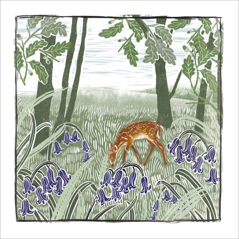 Deer and Bluebells Birthday Card