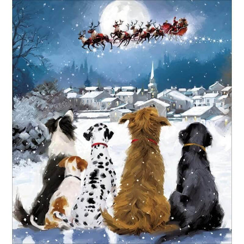 5 Dogs Watching Santa Charity Christmas Cards - House of Cards