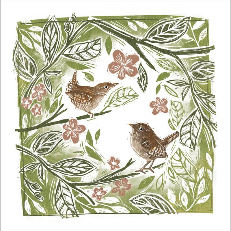 Birds on Branch Birthday Card
