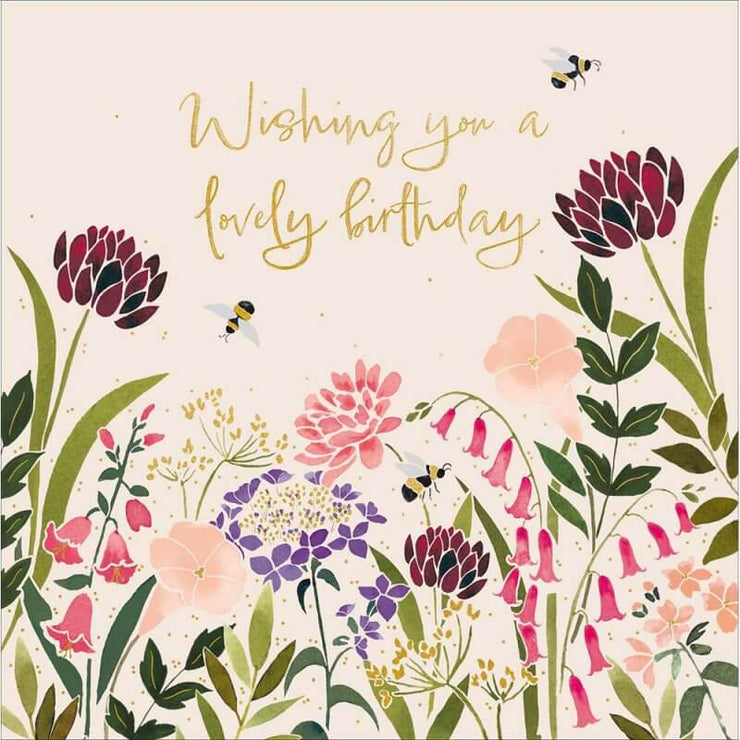 Flowers and Bees Birthday Card