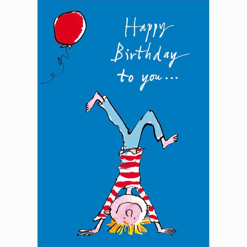 Quentin Blake Headstand Boy Birthday Card