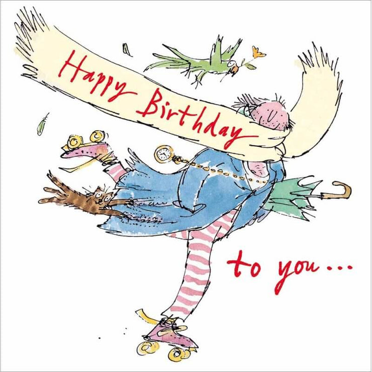 Quentin Blake Roller Skates Birthday Card