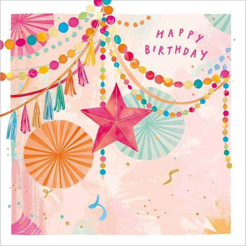 Pink Star Birthday Card - House of Cards