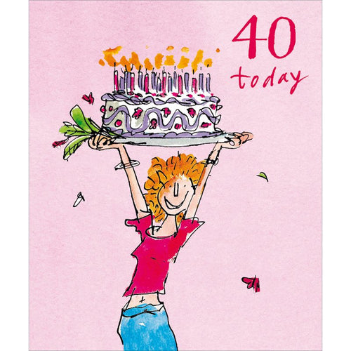 Quentin Blake 40 Today Female Birthday Card