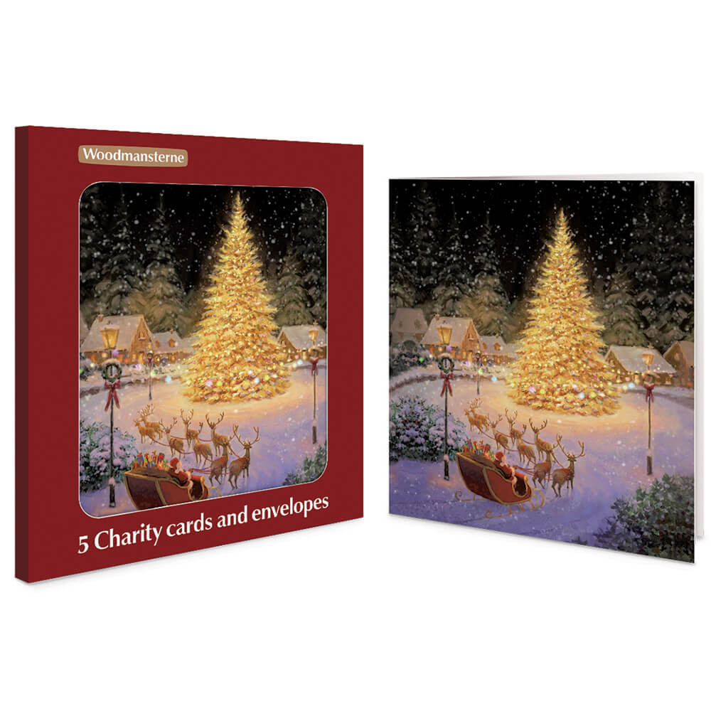 5 Santa Tree Charity Christmas Cards