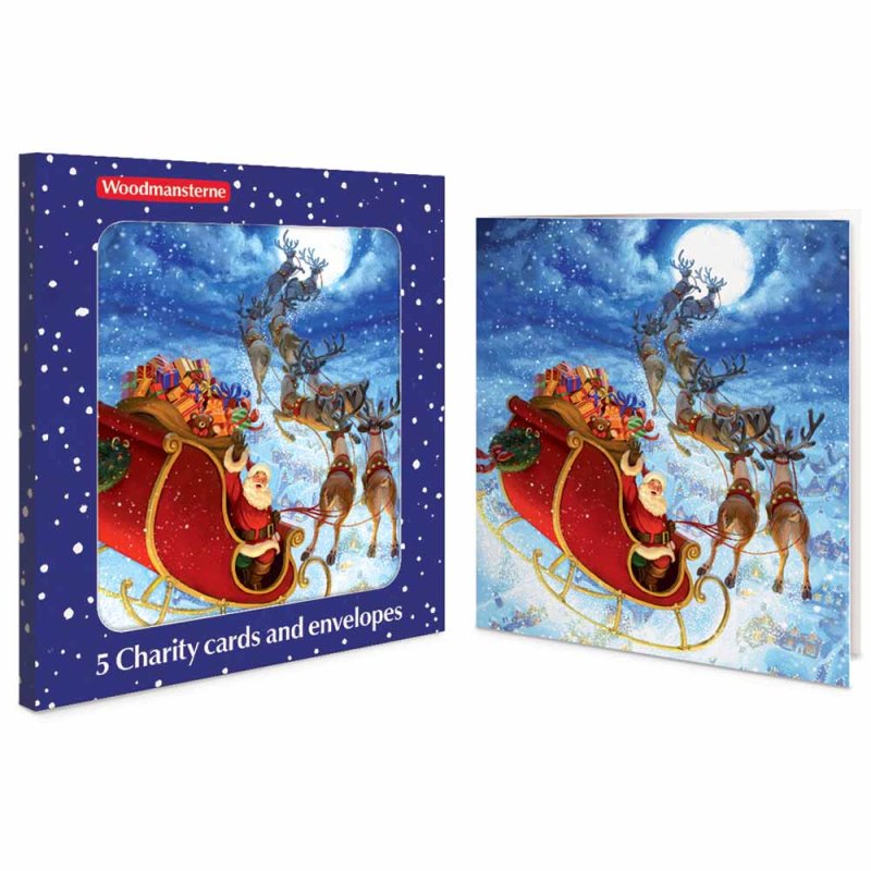 5 Santa's Sleigh Charity Christmas Cards
