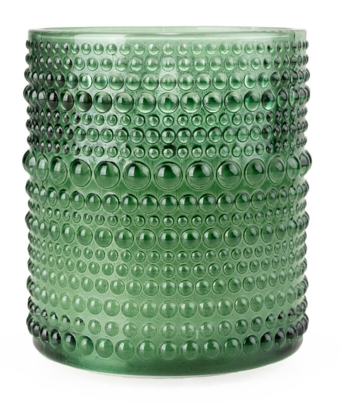 Embossed Glass Olive Green LED Candle