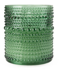 Embossed Glass Olive Green LED Candle