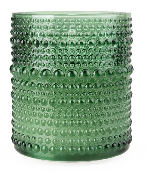 Embossed Glass Olive Green LED Candle