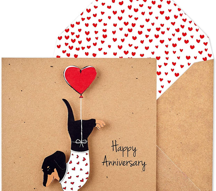 Dachshund with Balloon Anniversary Card