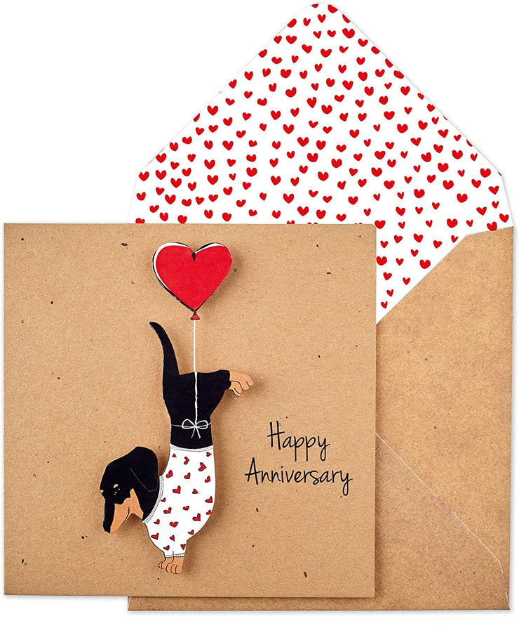 Dachshund with Balloon Anniversary Card