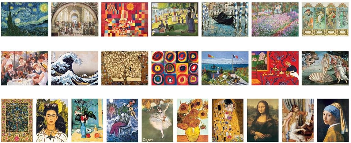 Fine Art Christmas Advent Calendar – 24 x 50-Piece Mini Jigsaw Puzzles, Classic Artwork, Premium Blue Board, Ages 12+