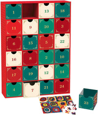 Fine Art Christmas Advent Calendar – 24 x 50-Piece Mini Jigsaw Puzzles, Classic Artwork, Premium Blue Board, Ages 12+