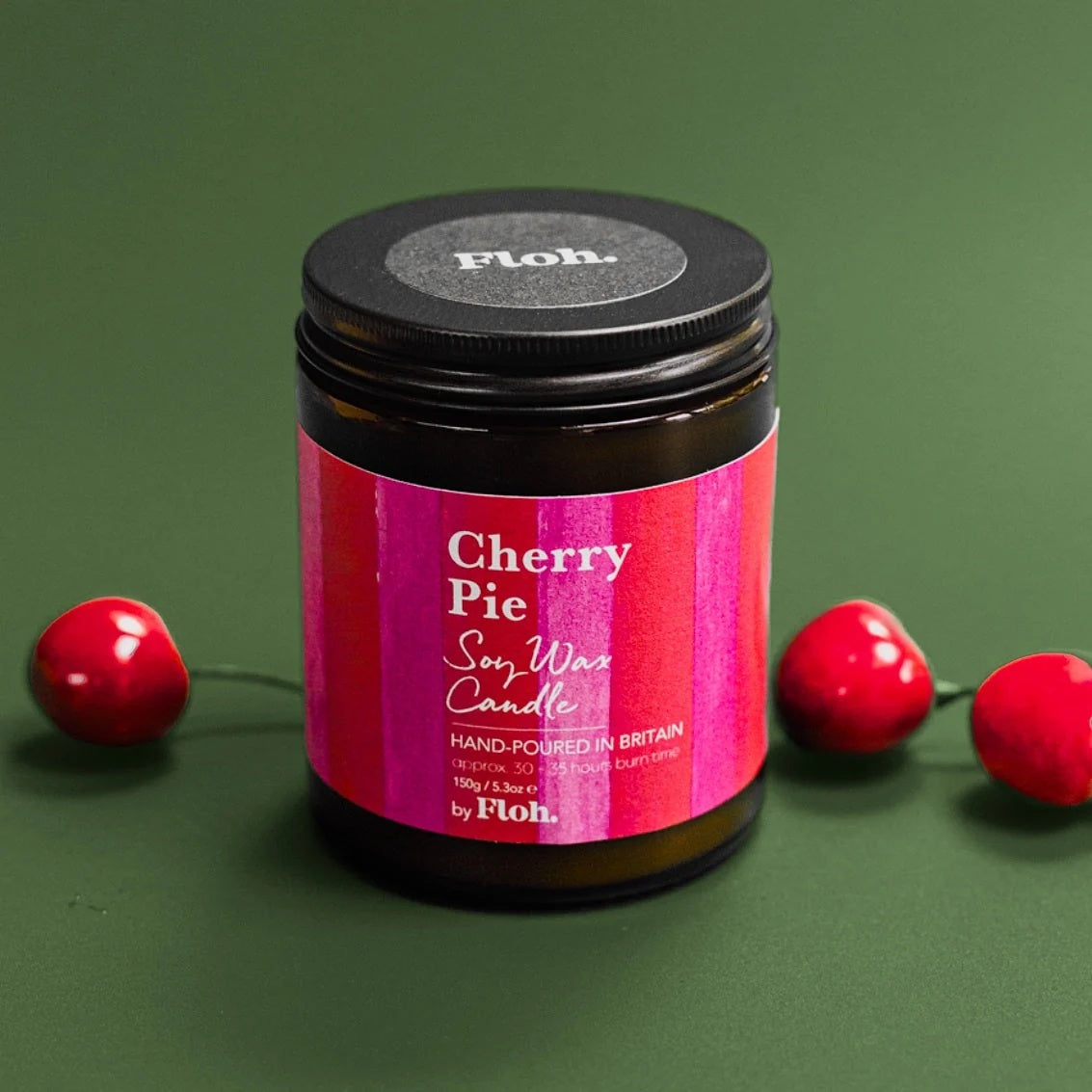 Floh Cherry Pie Soy Wax Candle, 150g, Hand-Poured in UK