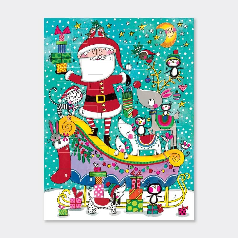 Santa Sleigh Advent Calendar Card