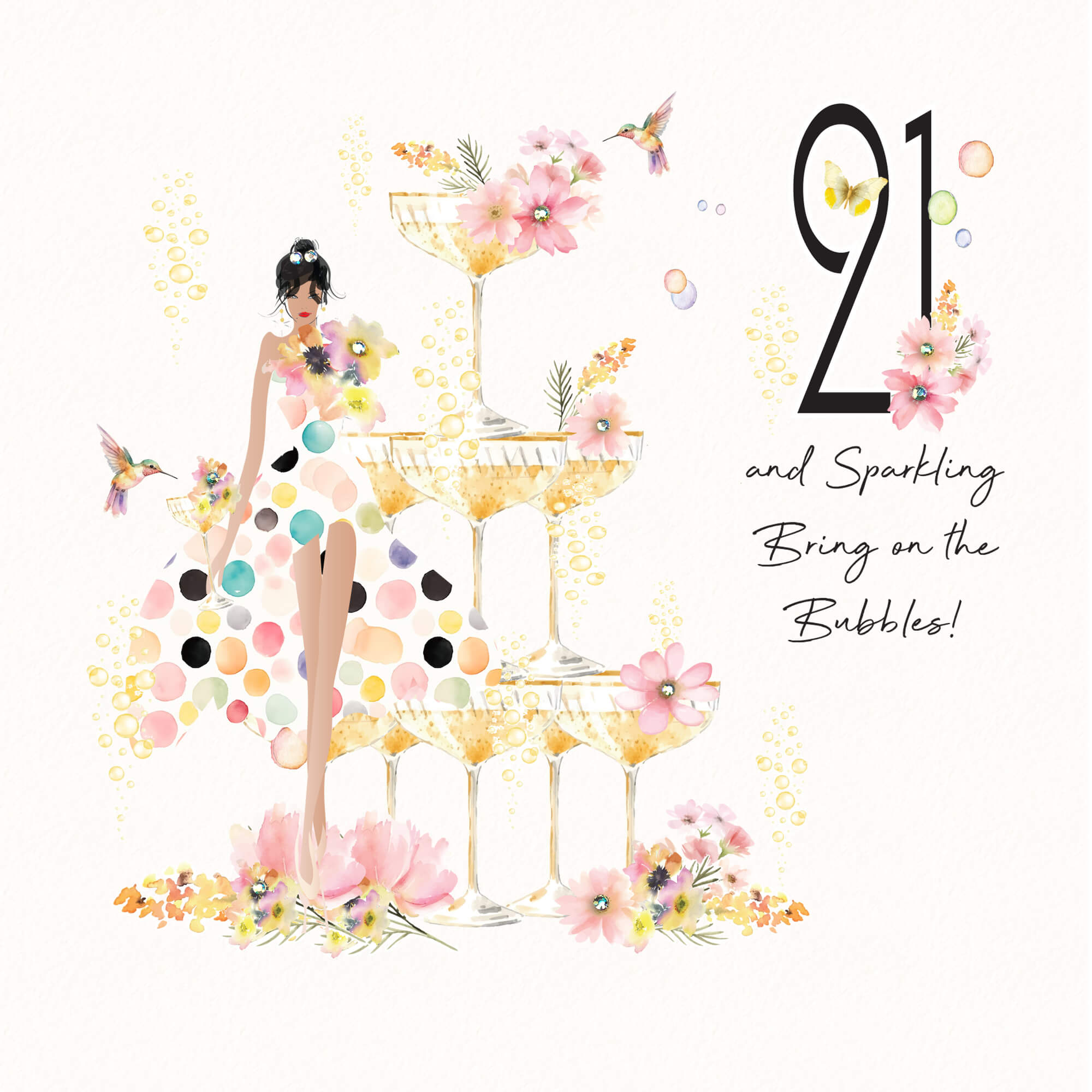 Bubbles 21st Birthday Card