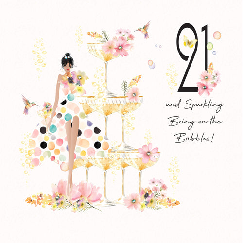 Bubbles 21st Birthday Card