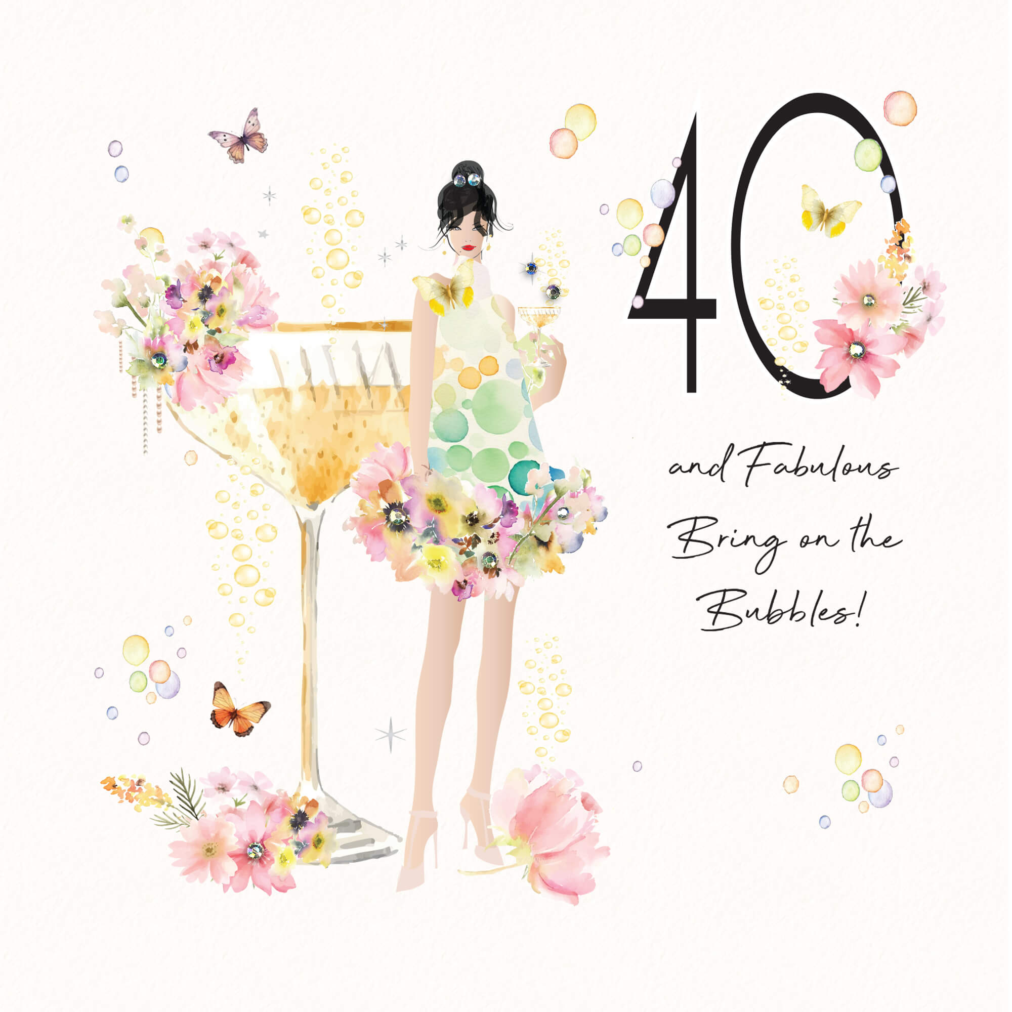 Bubbles 40th Birthday Card