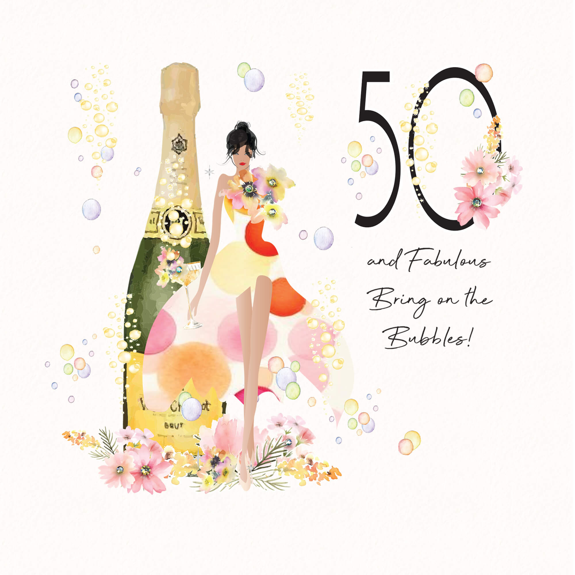 Bubbles 50th Birthday Card