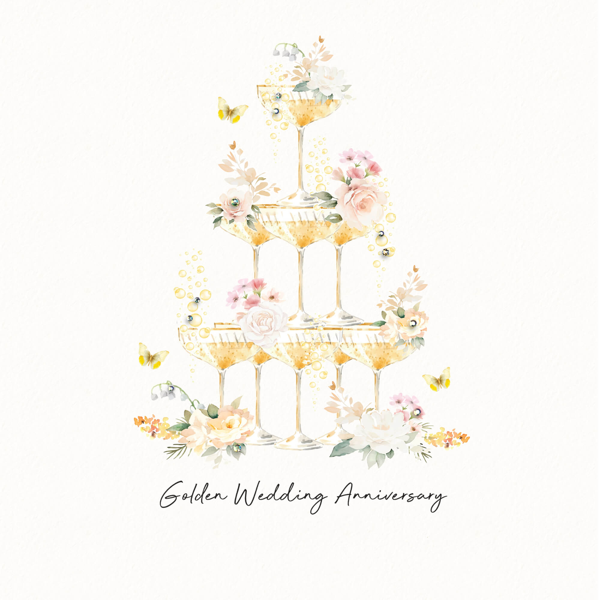 Champagne Golden Wedding Anniversary Card