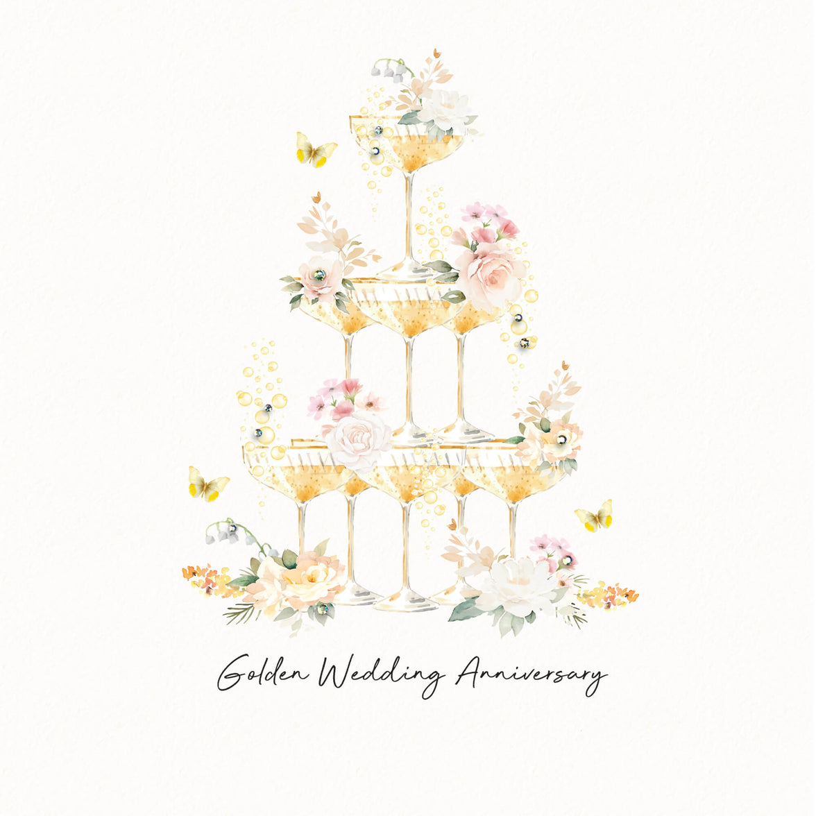 Champagne Golden Wedding Anniversary Card