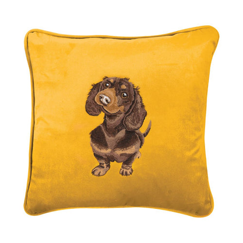 Dachshund Yellow Cushion