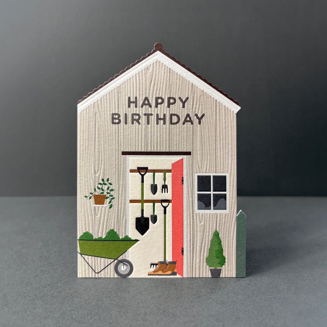 Garden Shed Die-Cut Birthday Card