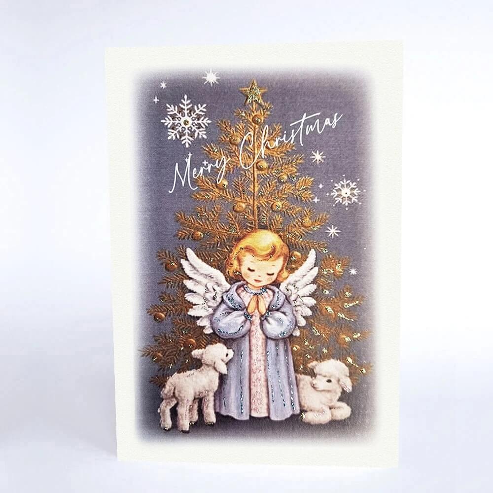 Angel and Lambs Christmas Card