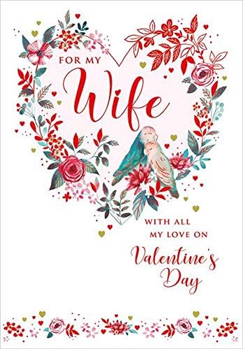 Wife Love Birds Floral Heart Valentine Card