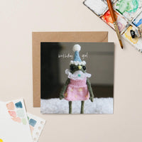 Funny Birthday Girl Card Heknitt Knitted Frog