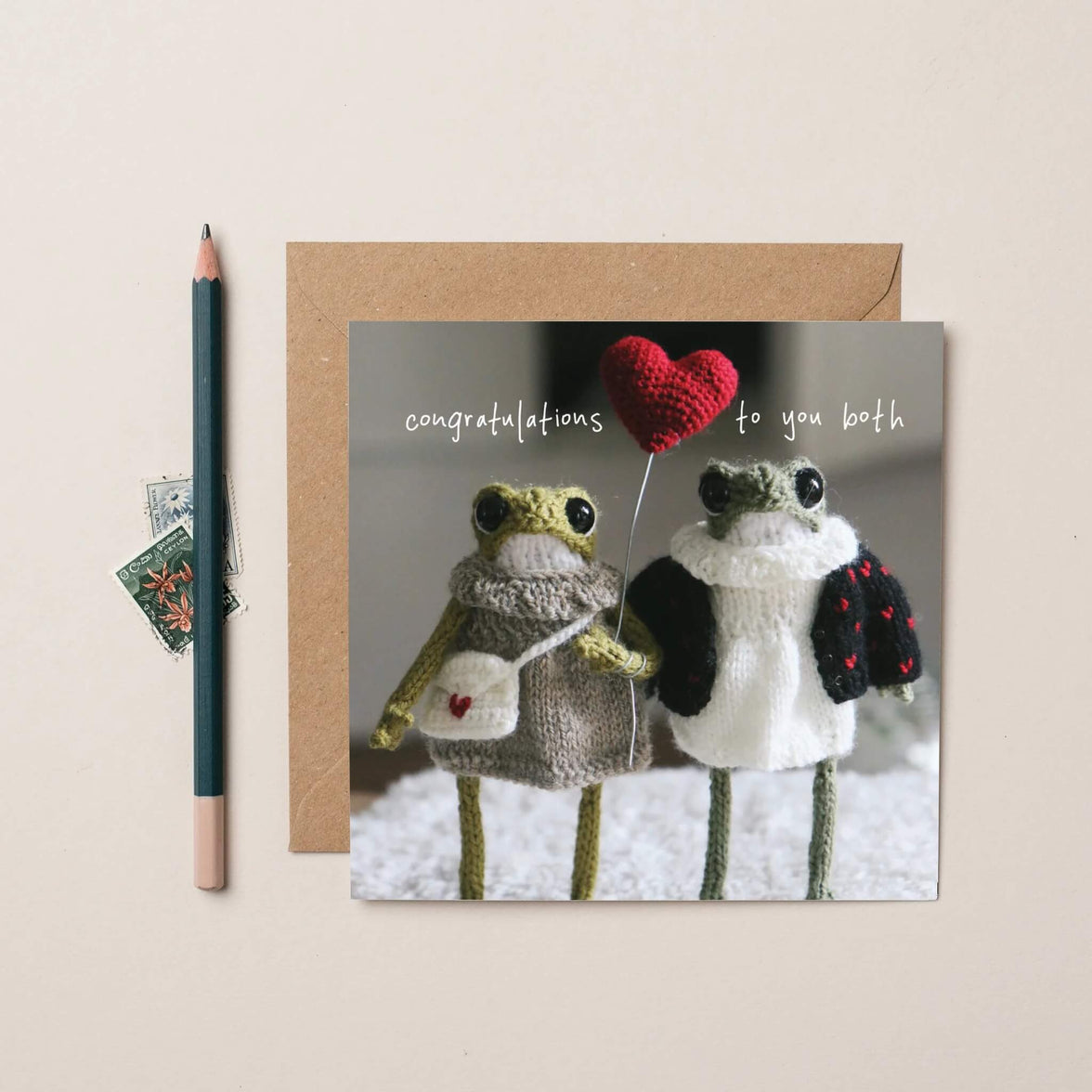 Funny Engagement Card Heknitt Knitted Frog