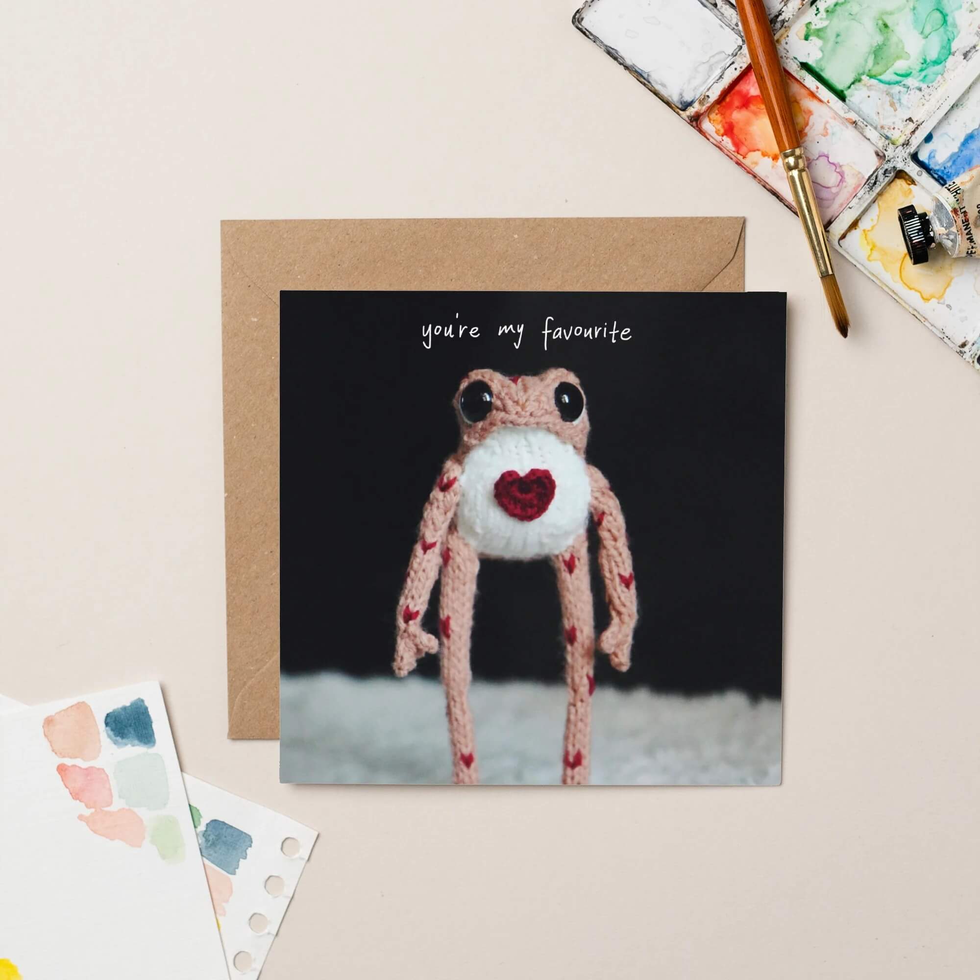 Funny Anniversary Card Favourite Heknitt Knitted Frog