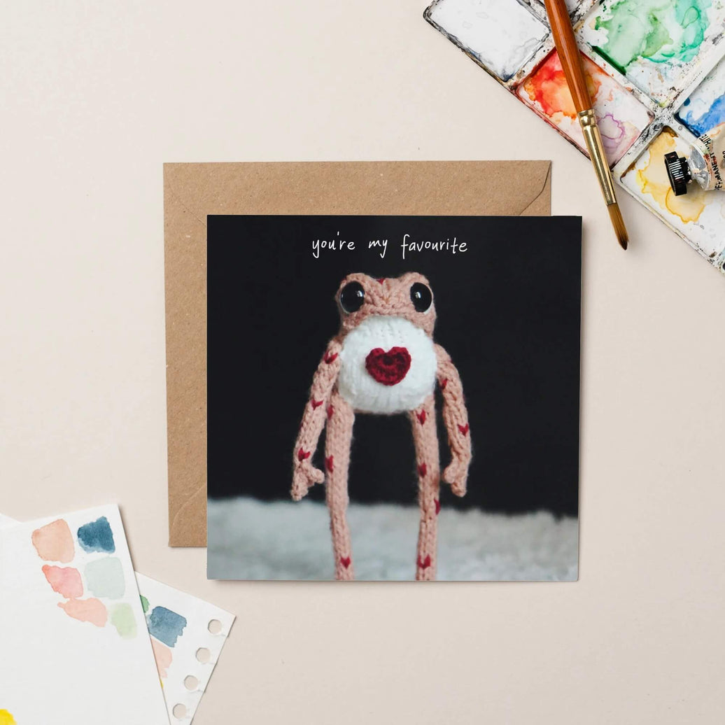Funny Anniversary Card Favourite Heknitt Knitted Frog