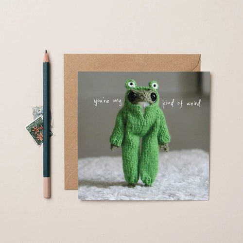 Funny Birthday Card Weird Heknitt Knitted Frog