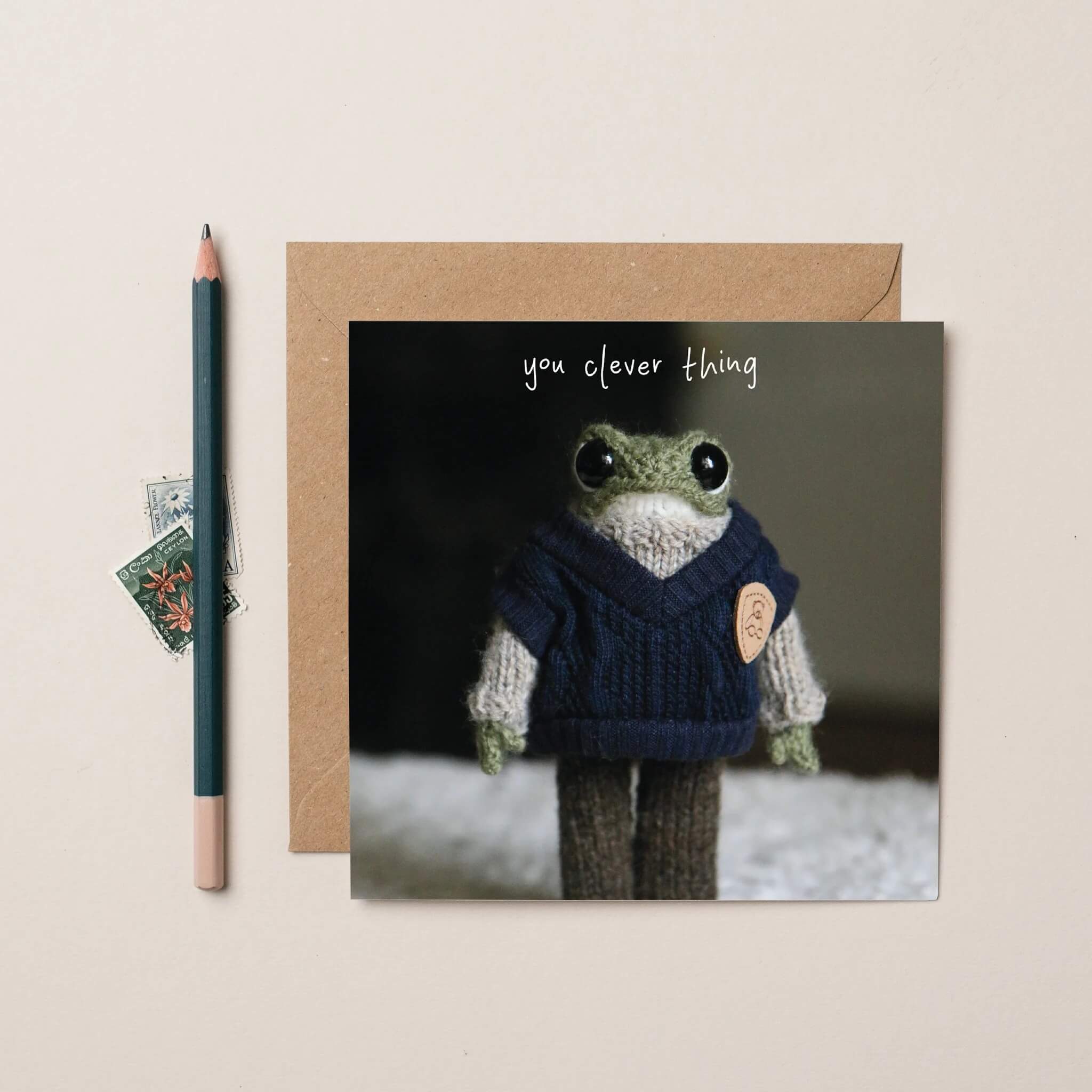 Funny Congratulations Card Heknitt Knitted Frog
