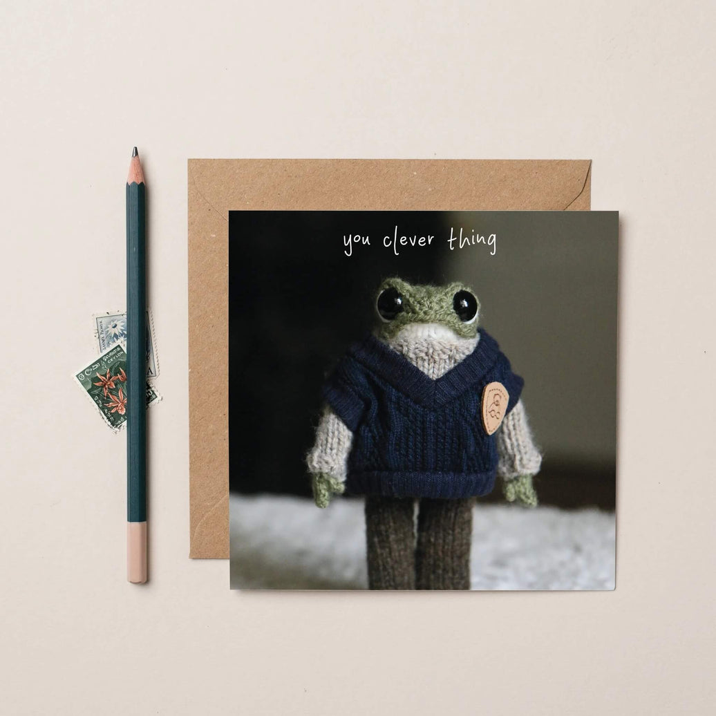 Funny Congratulations Card Heknitt Knitted Frog