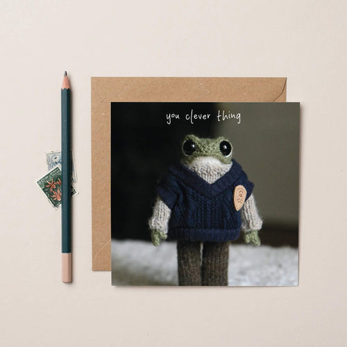 Funny Congratulations Card Heknitt Knitted Frog