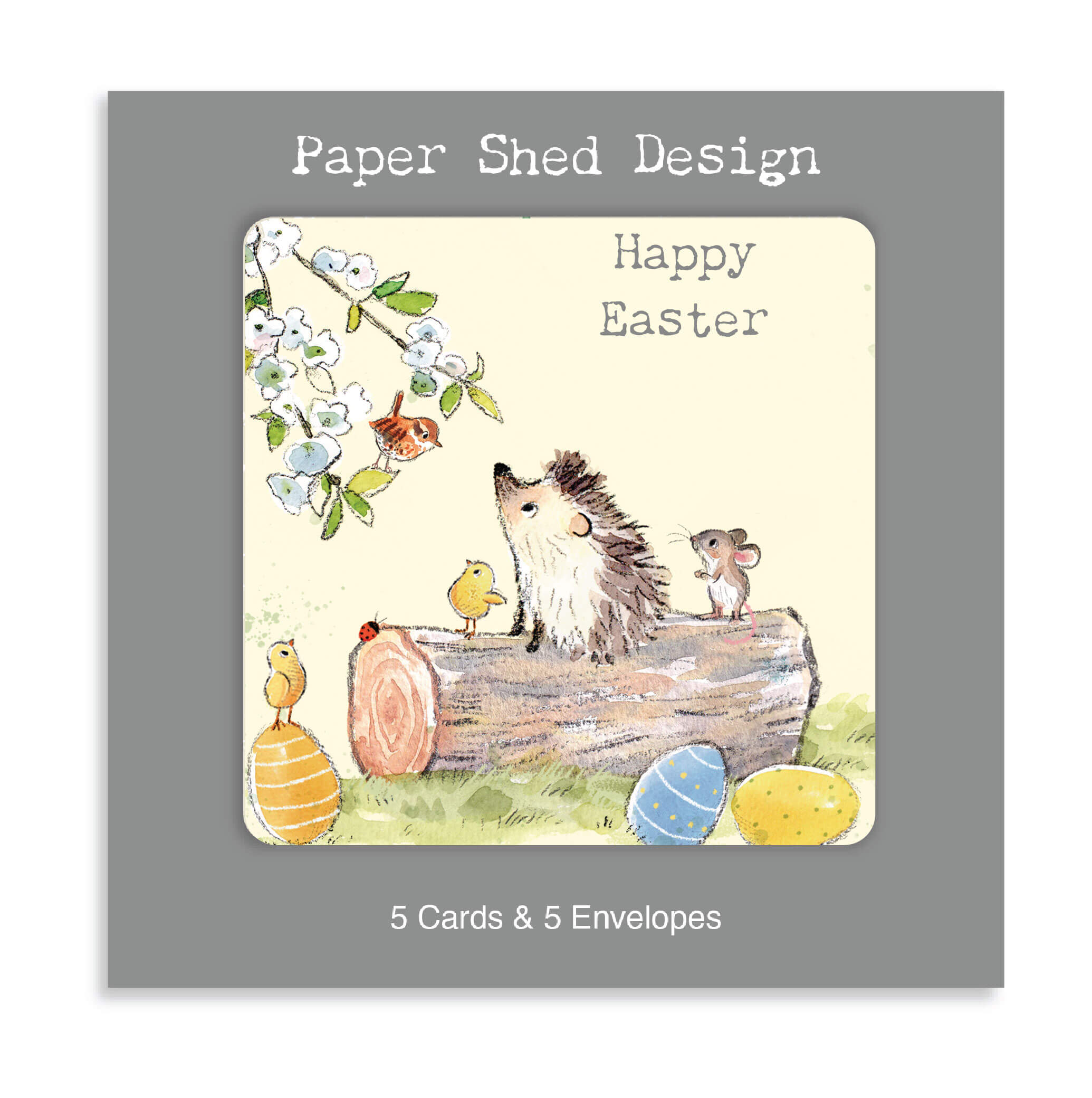Hedgehog on Log Easter Cards