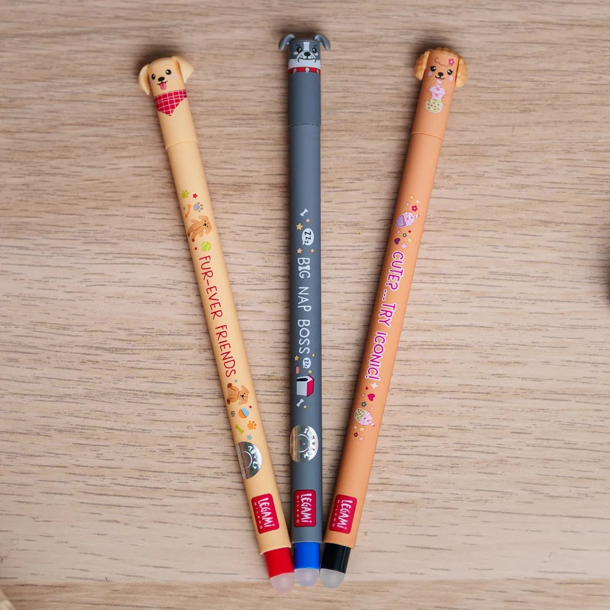 Cute Dog Erasable Gel Pens - Fur-Ever Friends Set of 3