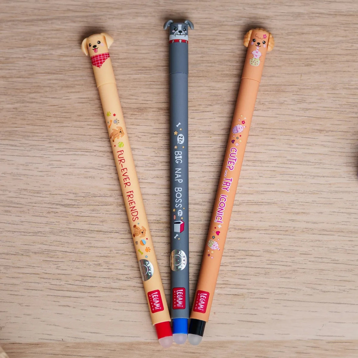 Cute Dog Erasable Gel Pens - Fur-Ever Friends Set of 3