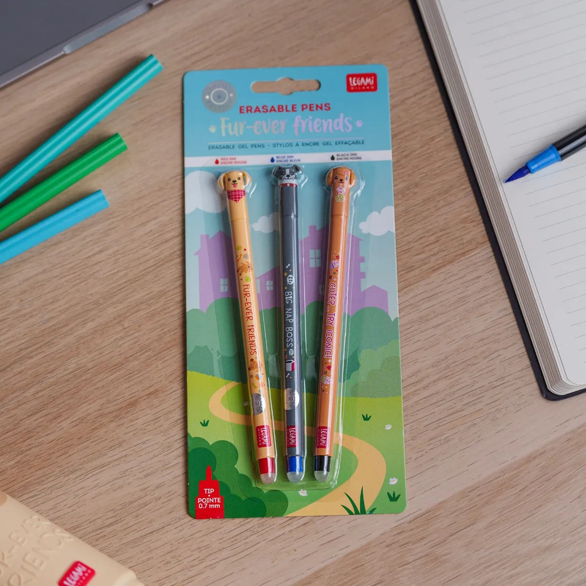 Cute Dog Erasable Gel Pens - Fur-Ever Friends Set of 3