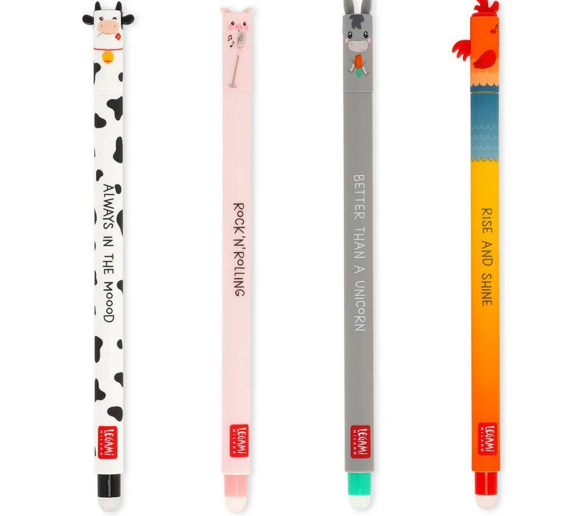Set of 4 Legami Erasable Farm Pens