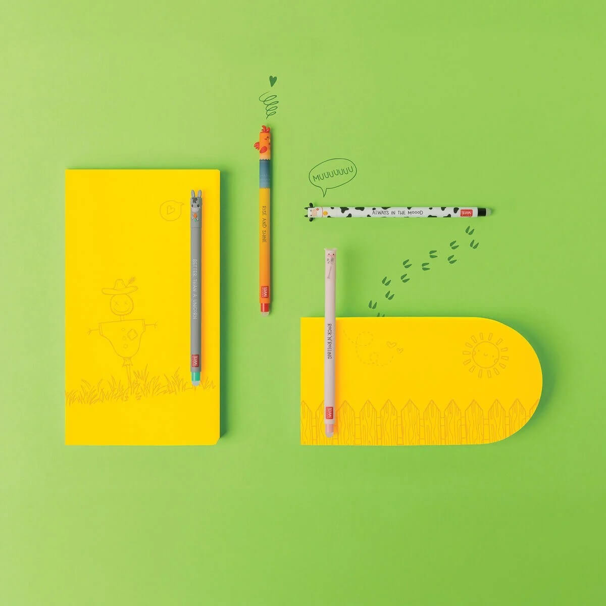 Set of 4 Legami Erasable Farm Pens