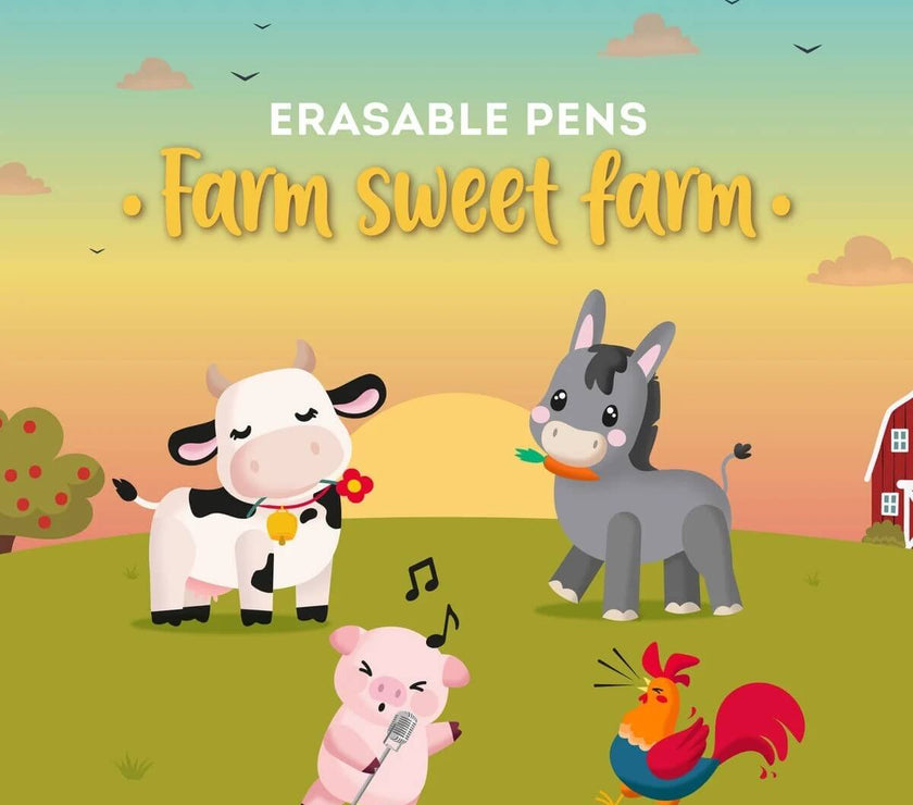 Set of 4 Legami Erasable Farm Pens