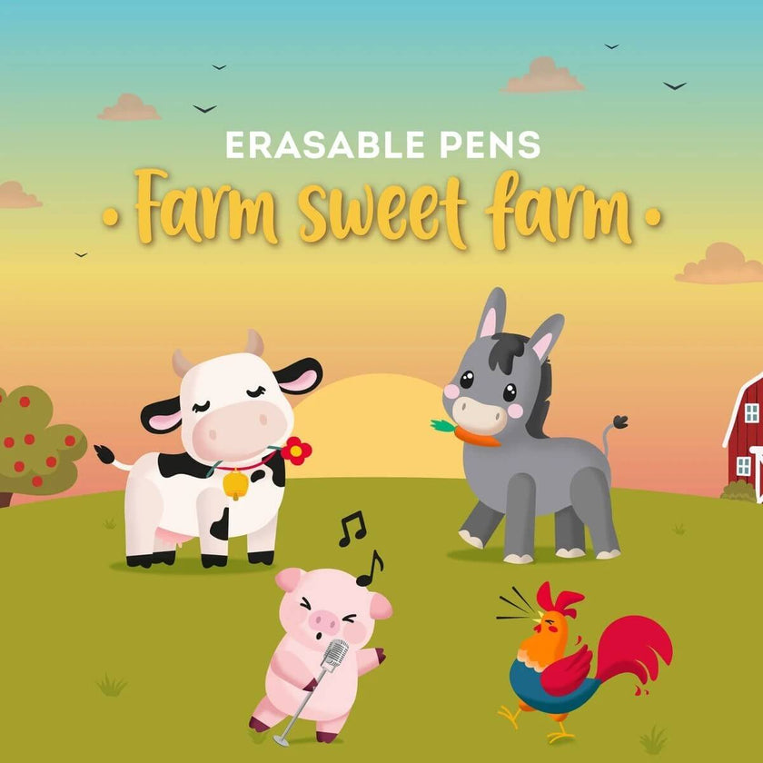 Set of 4 Legami Erasable Farm Pens