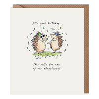 Adventures Hedgehog Birthday Card