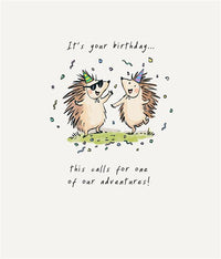 Adventures Hedgehog Birthday Card